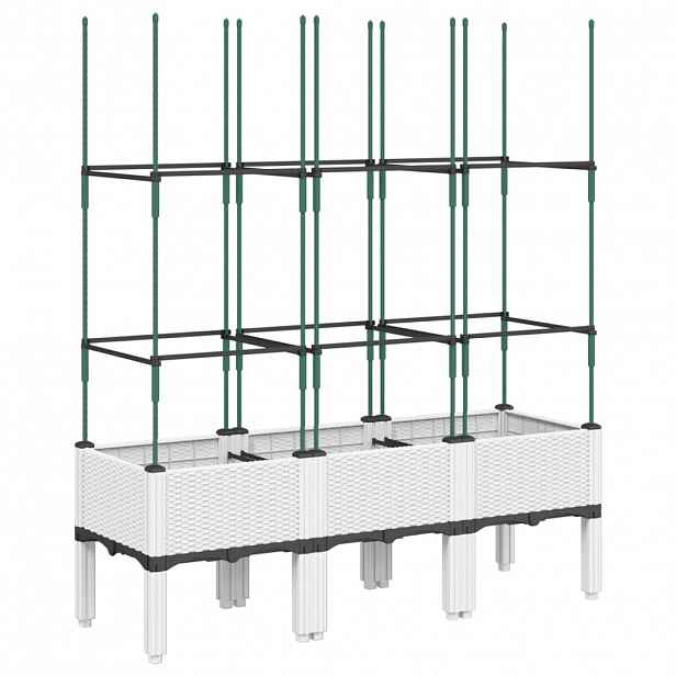 vidaXL Zahradní truhlík s treláží bílý 120 x 40 x 142,5 cm PP