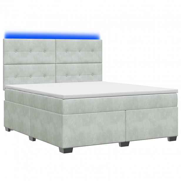 vidaXL Postel boxspring s matrací Světle šedá 160 x 200 cm Samet