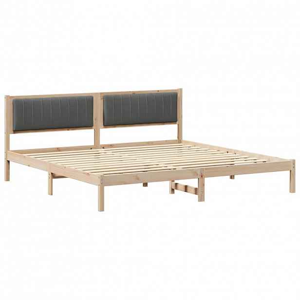 vidaXL Rám postele s čelo Tmavě šedá 200 x 200 cm Masivní borové dřevo