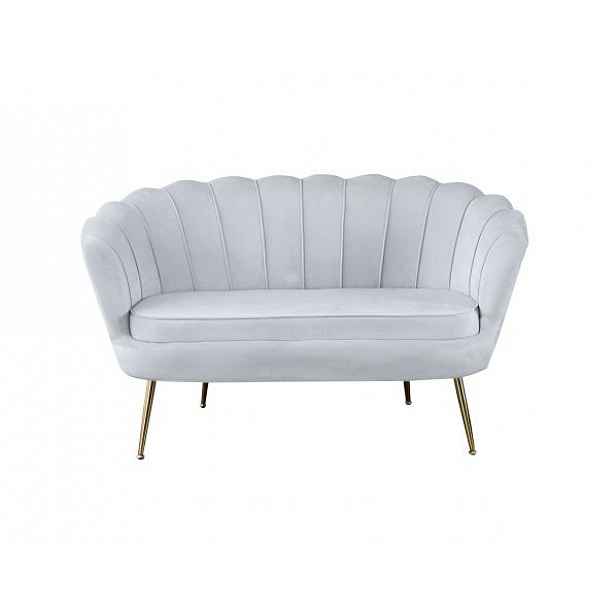 Lavice ve stylu Art-deco, šedomodrá Velvet látka / gold chrom-zlatý, NOBLIN