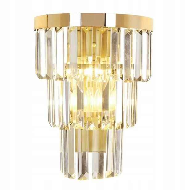 Nástěnné Svítidlo Zlaté S Krystaly Glamour E14 27 CM Do Obývacího Pokoje