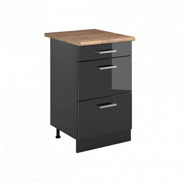 Vicco SPODNÍ SKŘÍŇKA KUCHYŇSKÉ LINKY R-Line, Antracitový vysoký lesk/Antracit, 50 cm pracovná doska Dub Goldkraft