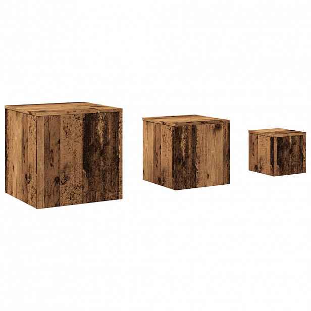 vidaXL Odkládací stolky 3 ks old wood kompozitní dřevo