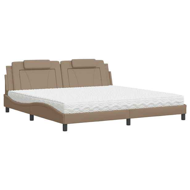 vidaXL Postel Viana s matrací cappuccino 200 x 200 cm umělá kůže