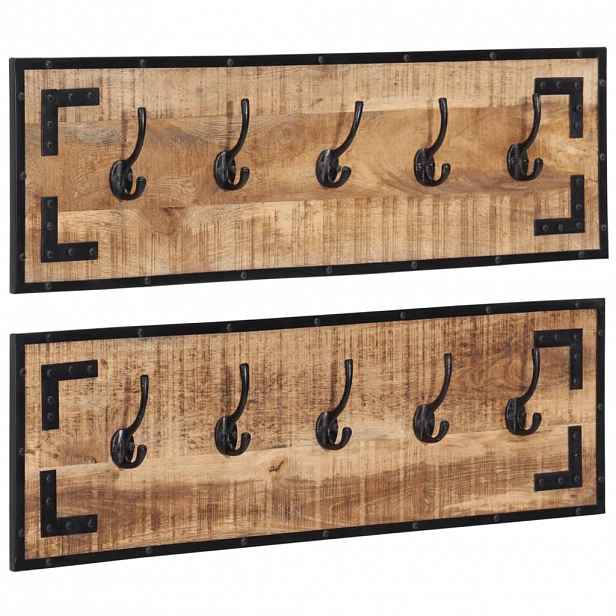 vidaXL Věšáky na kabáty 2 ks 80 x 8 x 25 cm masivní hrubý mangovník