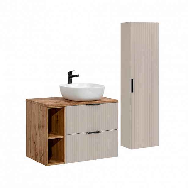 Petits-meubles KOUPELNOVÝ NÁBYTEK 80.6cm Adriel 2er-Set Béžová