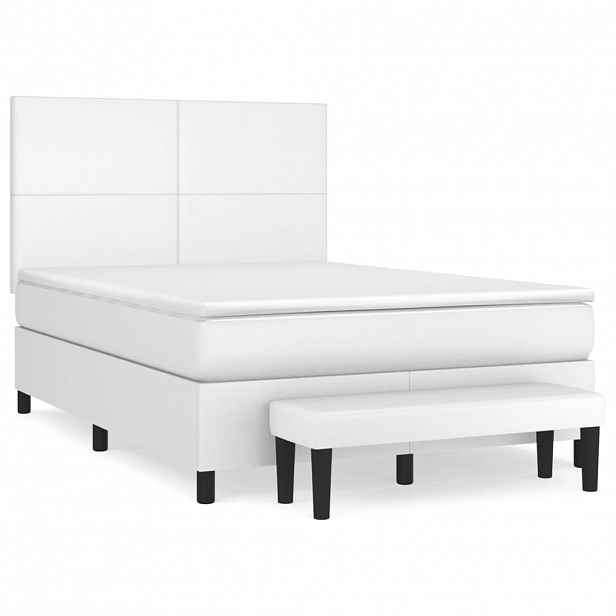 vidaXL Box spring postel s matrací bílá 140x200 cm umělá kůže