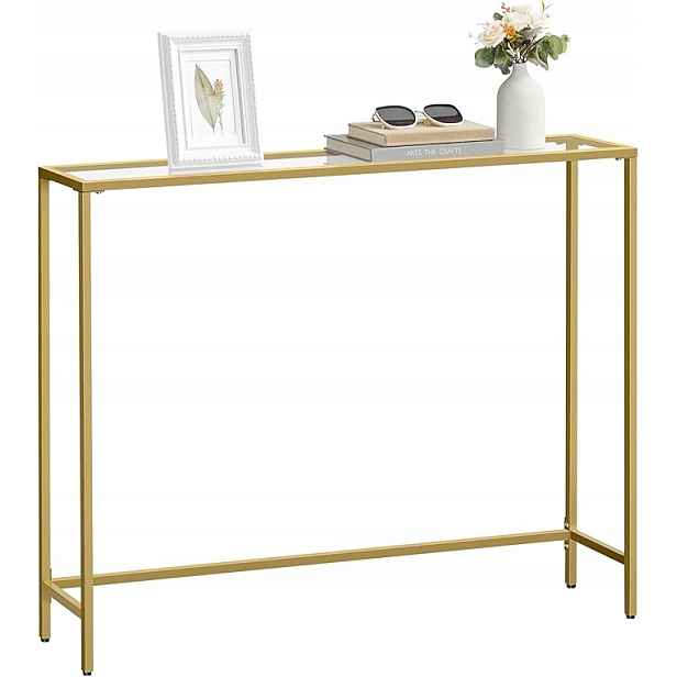 Konzolový stolek 100x20x80 cm Tvrzené Sklo Zlatá Konzolový Stolek Glamour