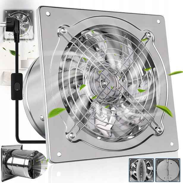 Koupelnový Ventilátor 150 MM 525 M3/H Kabel, Vypínač, Snadná Instalace