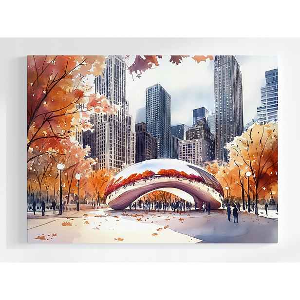 Plakát Město Chicago Cloud Gate Bean Socha Fazole 100x75