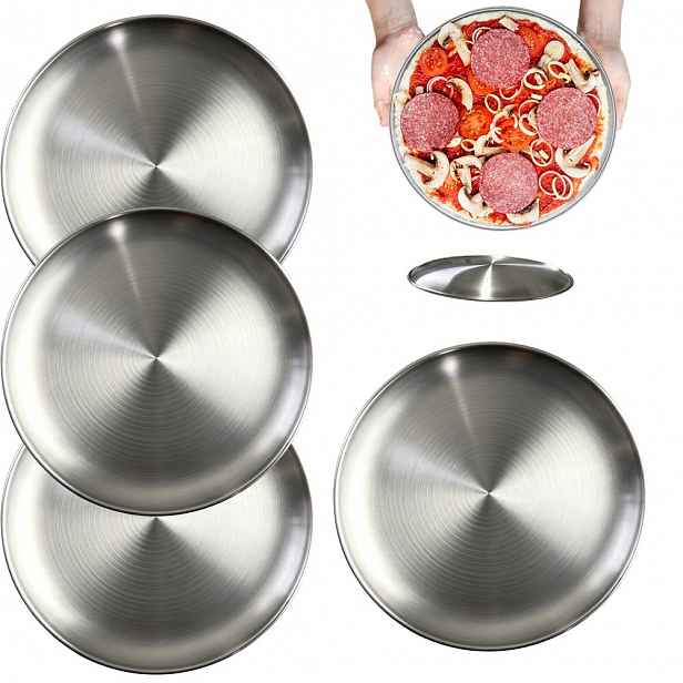 4KS Plechová Forma Na Pečení Pizzy Plechový Podnos Ideální Pizza 30 CM