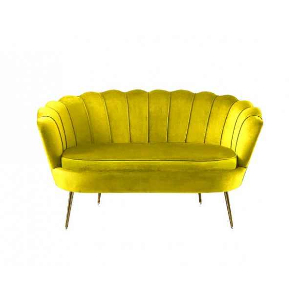 Lavice ve stylu Art-deco, hořčicová Velvet látka / gold chrom-zlatý, NOBLIN