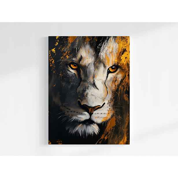 Obraz Na Plátně Canvas Zlatý Lev Král Zvířat Malířství Portrét 60x80