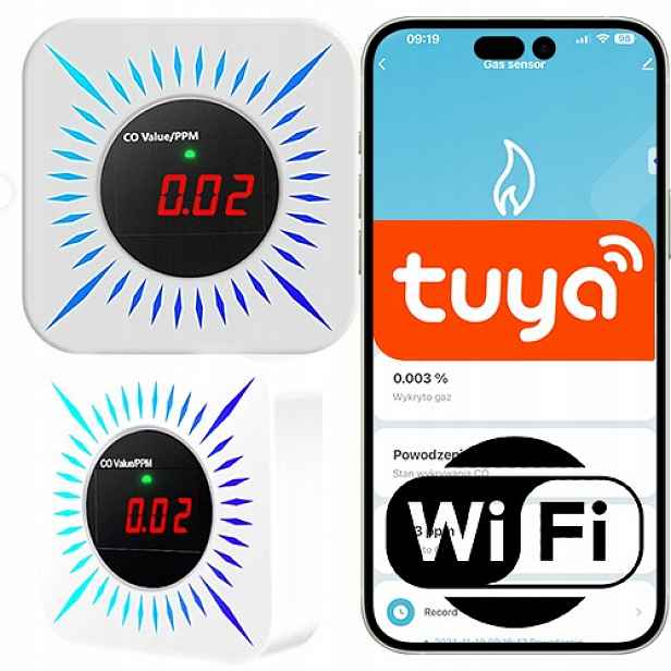 Snímač Co plynu wifi s alarmovou sirénou Tuya Smart life