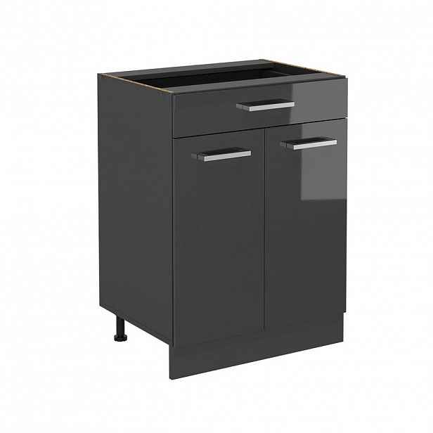 Vicco SPODNÍ SKŘÍŇKA KUCHYŇSKÉ LINKY R-Line Antracitový vysoký lesk 60 cm se zásuvkou, bez pracovní desky