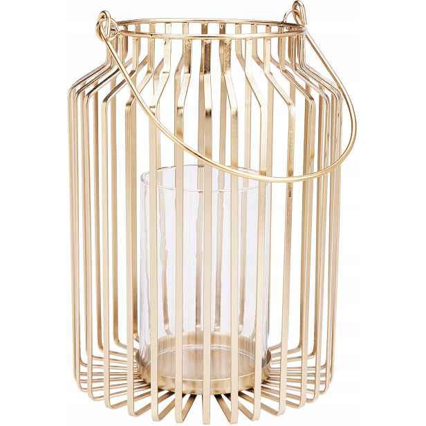 Zlatý kovový svícen 29 cm se skleněnou vložkou Glamour