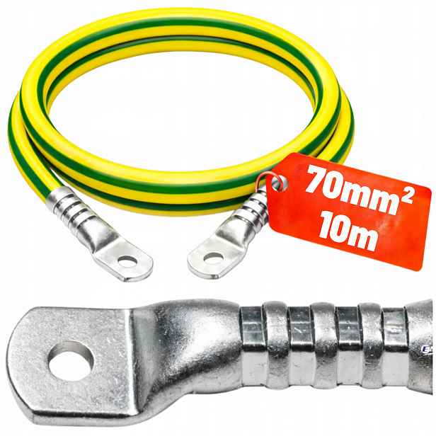 10m Kabel Lgy Očková koncovka 70/8 Německo 70mm2 10m