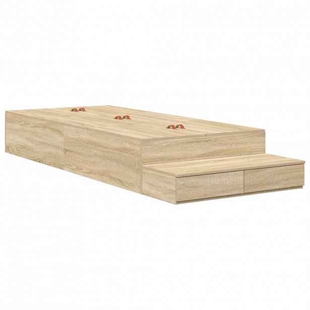 vidaXL Rám postele s úložným prostorem se zásuvkou Sonoma dub 100 cm
