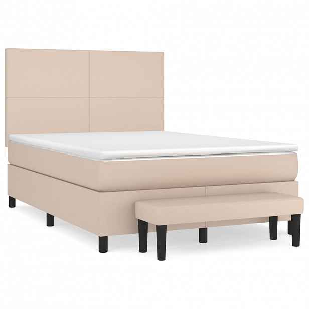 vidaXL Box spring postel s matrací cappuccino 140x200 cm umělá kůže