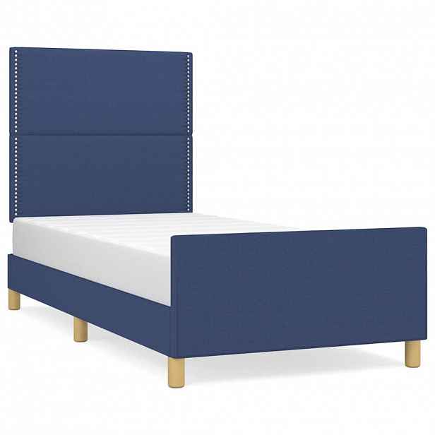 vidaXL Rám postele bez matrací modrá 90x190 cm textil