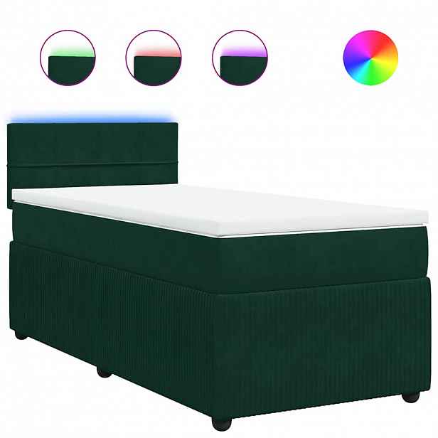 vidaXL Box spring postel s matrací tmavě zelená 90x200 cm samet