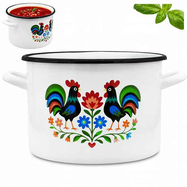 Hrnec 24 CM S Rukojetí, Ocelový, Bílý, Folk 7.8 L
