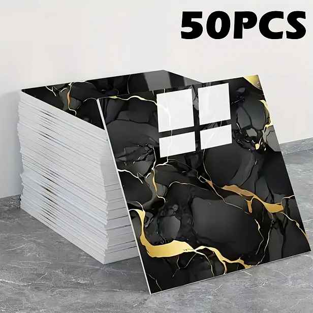 TEMU 50 ks Samolepicí vinylové samolepky na stěnu, vhodné jako pozadí k televizi, voděodolné odnímatelné PVC panely s mramorovým vzorem, odnímatelná