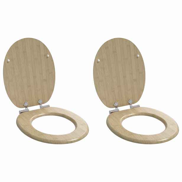 vidaXL Toaletní prkno 2 pcs Světlá barva bambusu 44 x 38 cm