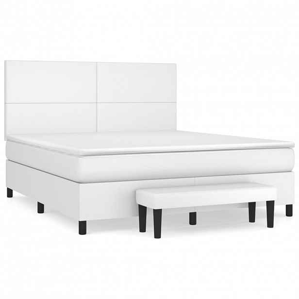 vidaXL Box spring postel s matrací bílá 160x200 cm umělá kůže