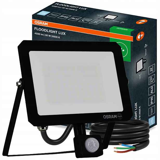 Led reflektor Halogen Reflektor 50W 6500K 4500lm IP65 Snímač pohybu Osram