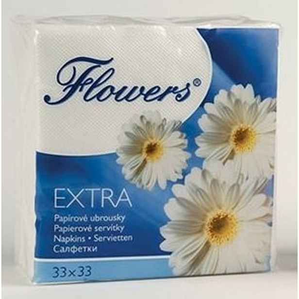 ubrousky 1vr.,100ks,145g,Flowers,33x33cm,bílé