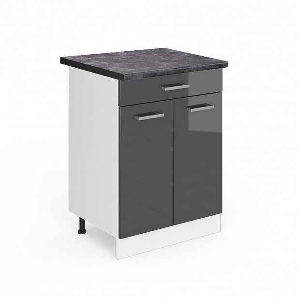 Vicco SPODNÍ SKŘÍŇKA KUCHYŇSKÉ LINKY R-Line Antracitový vysoký lesk 60 cm se zásuvkou, PD Antracit