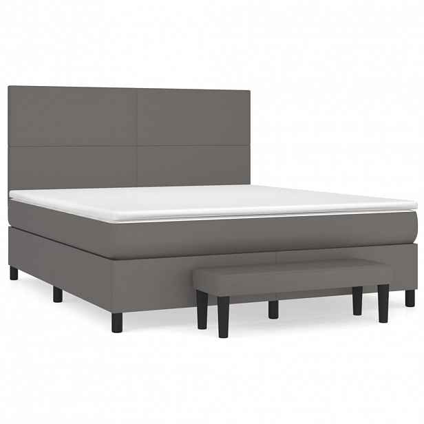 vidaXL Box spring postel s matrací šedá 160x200 cm umělá kůže
