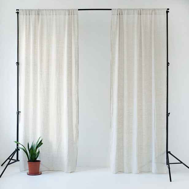 Béžový lněný lehký závěs s tunýlkem Linen Tales Daytime, 275x130 cm, 1 ks