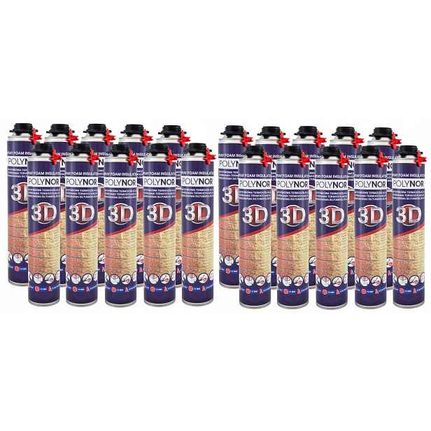 Pur Stříkací Pěna Polynor 3D 850 ml zateplení podkroví 12 kusů