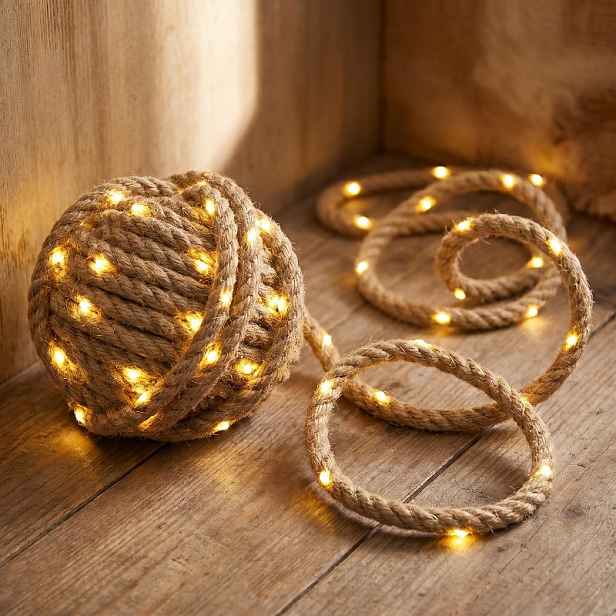 TEMU /2m DIY Konopné Řetězová Světla, Moderní Styl Vnitřní Dekorační Řetězová Světla, DIY Konopné Dekorační Řetězová Světla, LED Řetězová Světla s