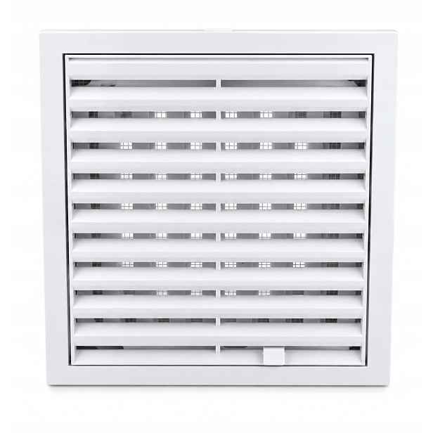 Ventilační Mřížka Przybysz Fi 125 mm Čtvercová Bílá uzavíratelná síťkou