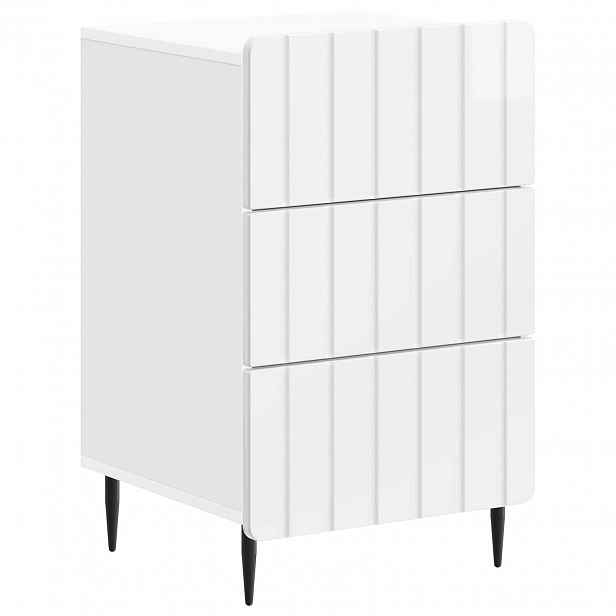 vidaXL Noční skříňka se zásuvkou Bílá s vysokým leskem 43x 41 x 68 cm