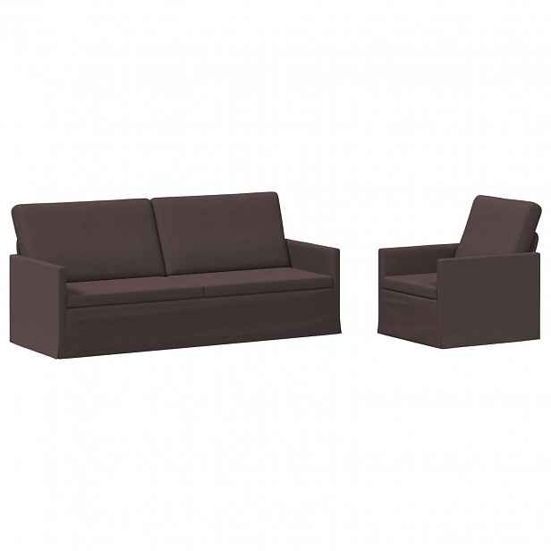 vidaXL Set pohovek 2 pcs Tmavě hnědá Textil