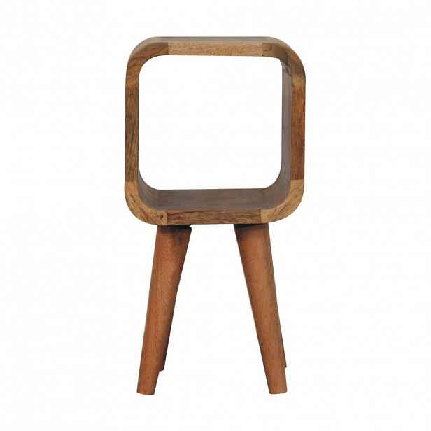 Artisan Furniture NOČNÍ SKŘÍŇKA Mini zakřivená medově karamelová nástěnná, 2 zásuvky, tmavě hnědá