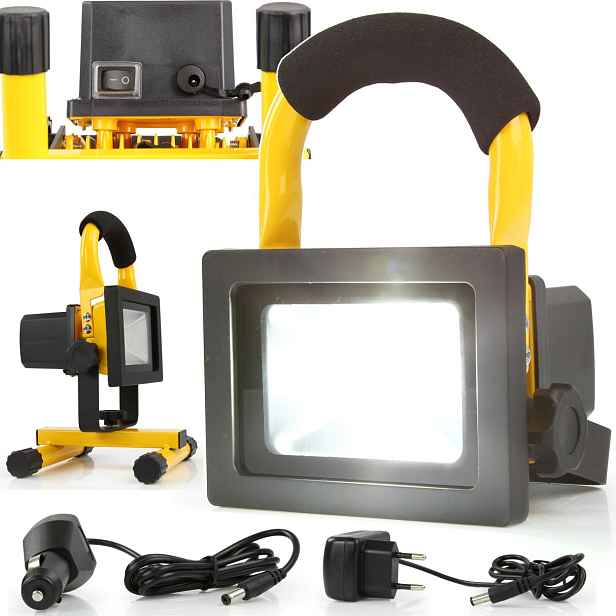 Halogenová Led Akumulátorová Pracovní Lampa 10W, Výkonná A Robustní Dílenská Lampa