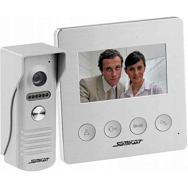 Videodomofon Zvonek na dveře s funkcí otevírání dveří Somikon LCD 4,3"