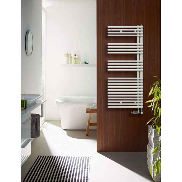 Zehnder Forma Asym - Koupelnový radiátor 119x60 cm, rovný, vnější připojení 5 cm, bílý lak LFAL-120-060