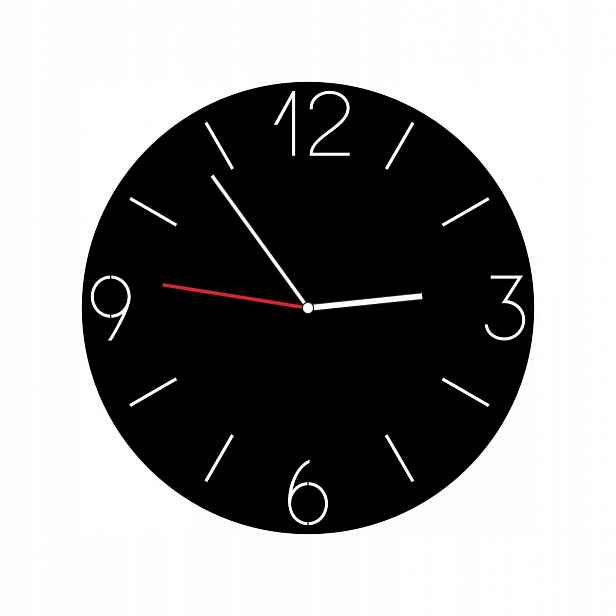Kovové Hodiny 40 cm na zeď Černé Klasické