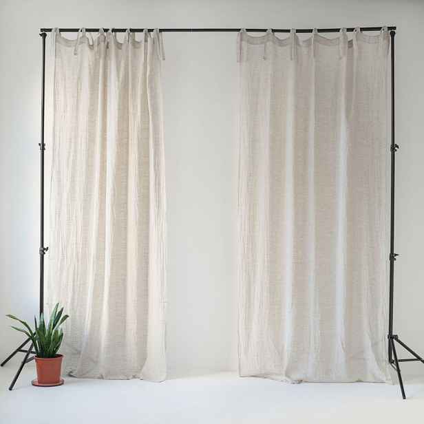Béžový lněný lehký závěs s poutky Linen Tales Daytime, 275x130 cm, 1 ks