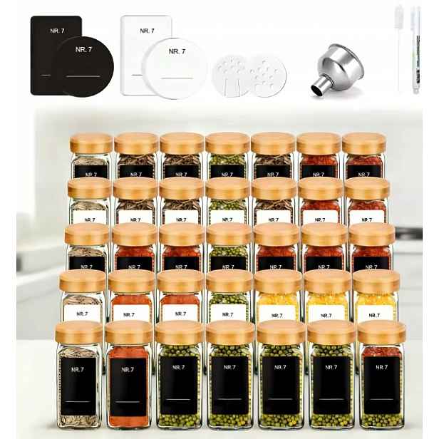 Sada sklenic na koření 120 ml 35 sklenic na koření samolepky
