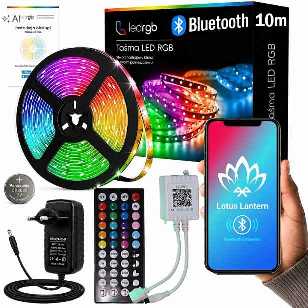 Set Led pásek 10M 1x10m Rgb 5050 Bluetooth Dálkový Ovladač Aplikace Hudba Časovač