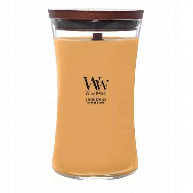 Woodwick velká vonná svíčka Golden Bourbon 609g Dárek