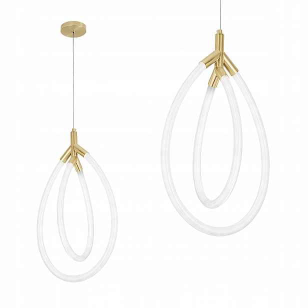 Závěsná Led lampa Zlatá Stropní 2 Kroužky Oválná Bílá Minimalistická