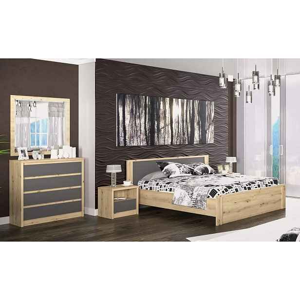 Casarredo Sestava do ložnice DOMINIKA dub artisan/šedý (postel 160, 2x NS, komoda 4S)